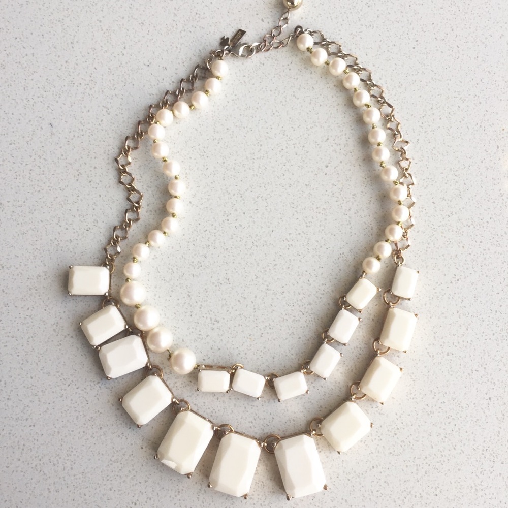 Kate Spade White layered Statement Necklace